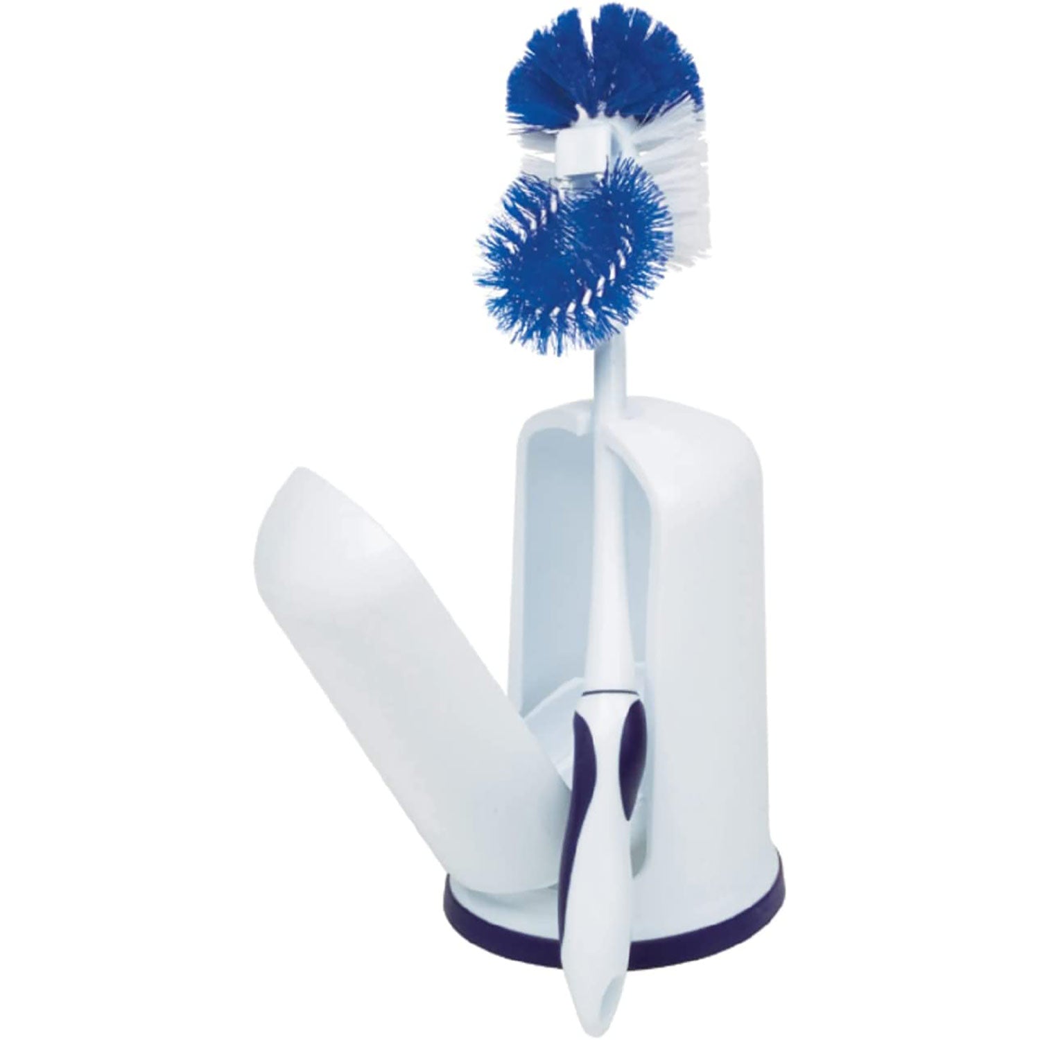 Rubbermaid Comfort Grip Toilet Bowl Brush and Caddy Set, White-Blue, 16.5 Inches