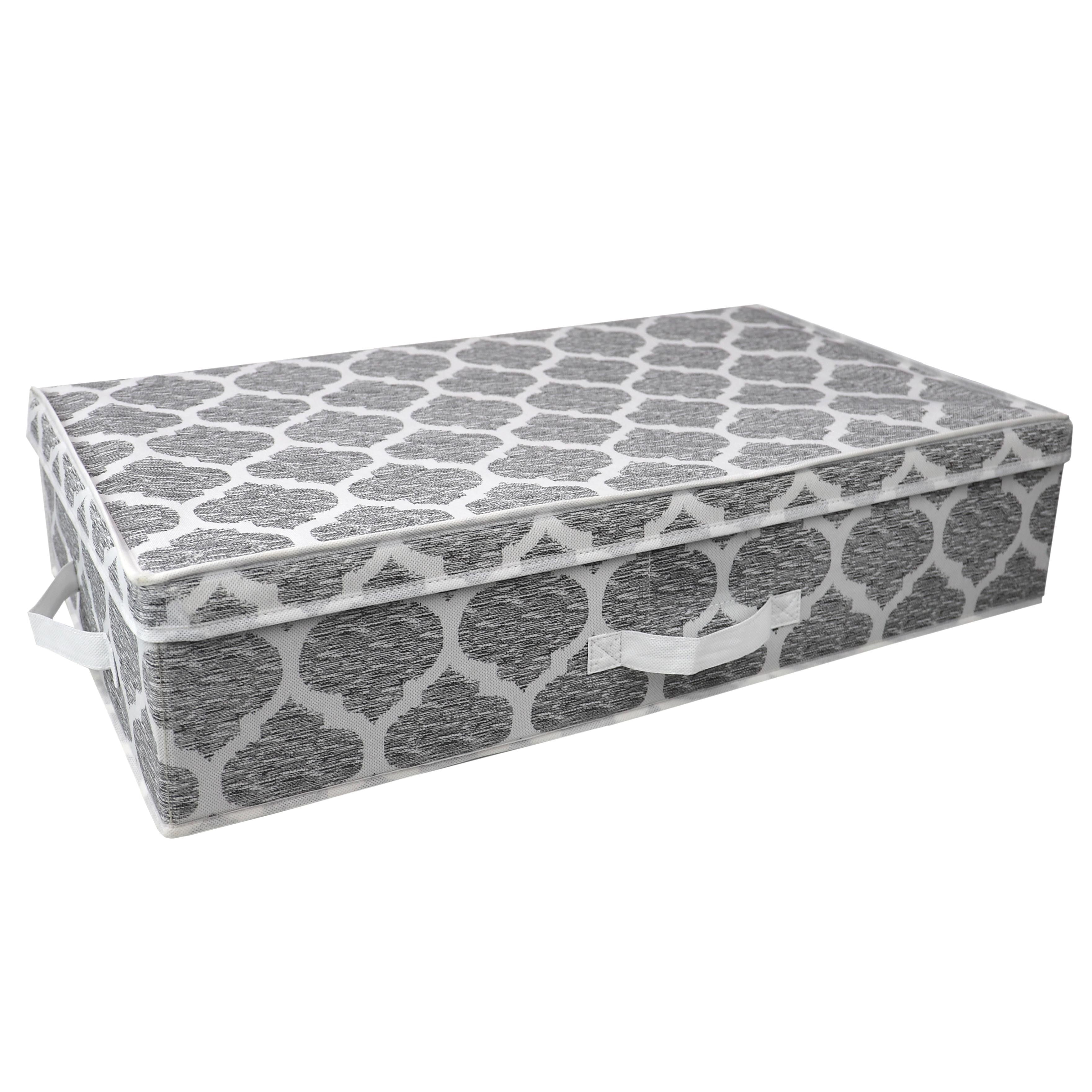 Home Basics Arabesque Under The Bed Storage Box, White, 16x28x6 Inches