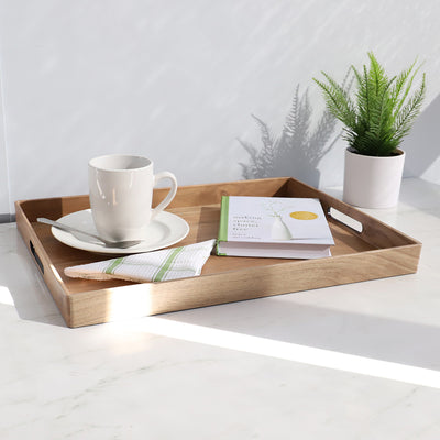 Home Basics Rustic Wood Like Serving Tray, Woodtone, 13x18 Inches ...