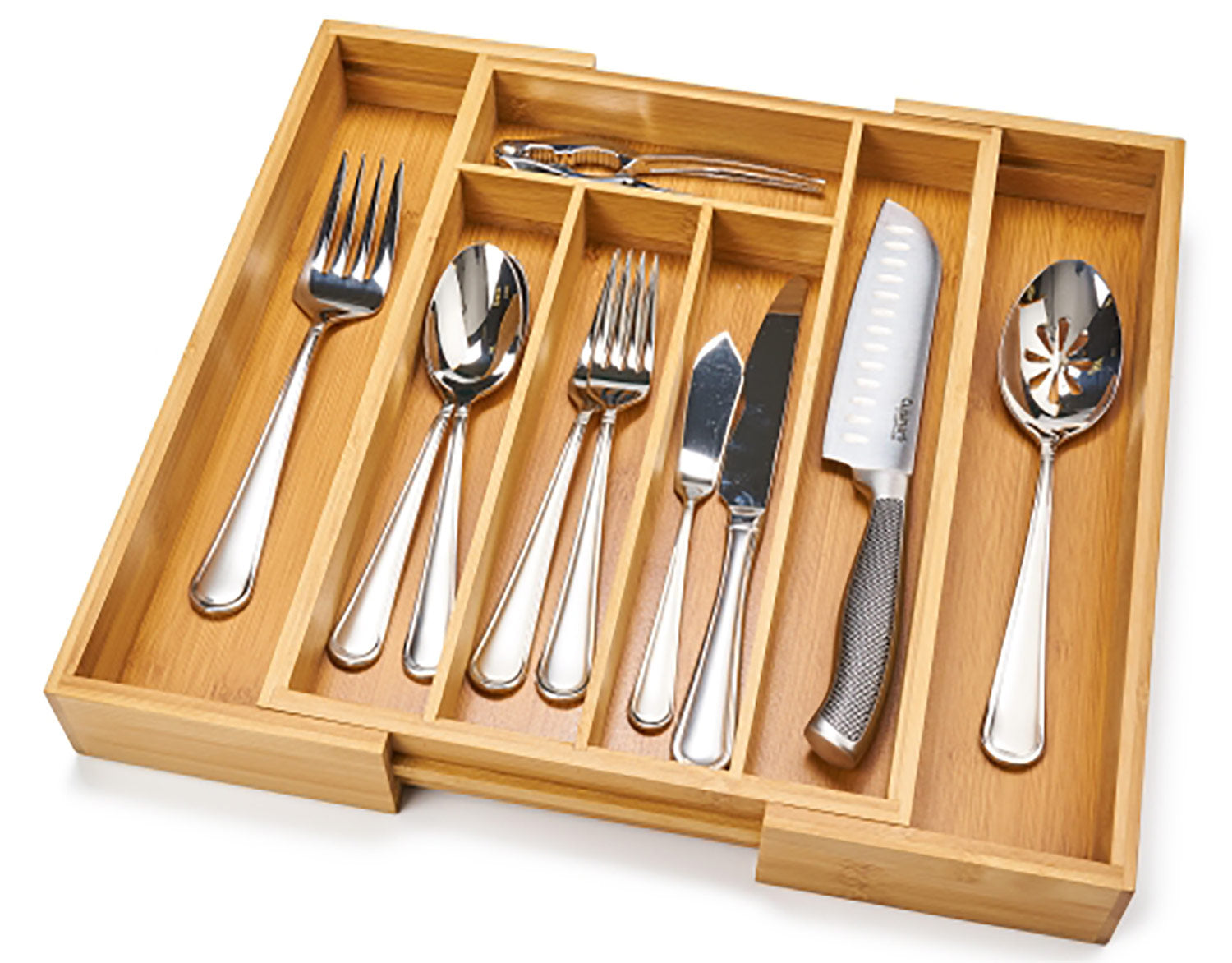 Bamboo Expandable Cutlery Tray & Drawer Organizer, 10x14