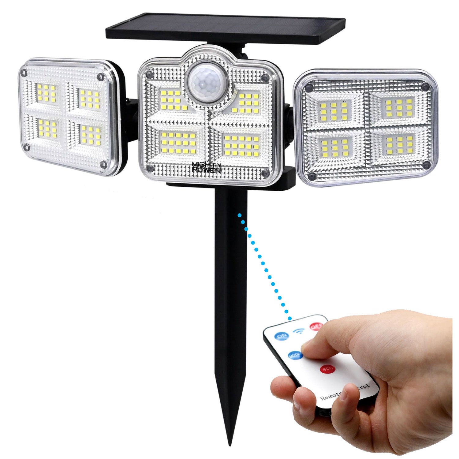 Mighty Power Motion Sensor Ultra Bright IP65 Outdoor Solar Sensor LED Light with Remote
