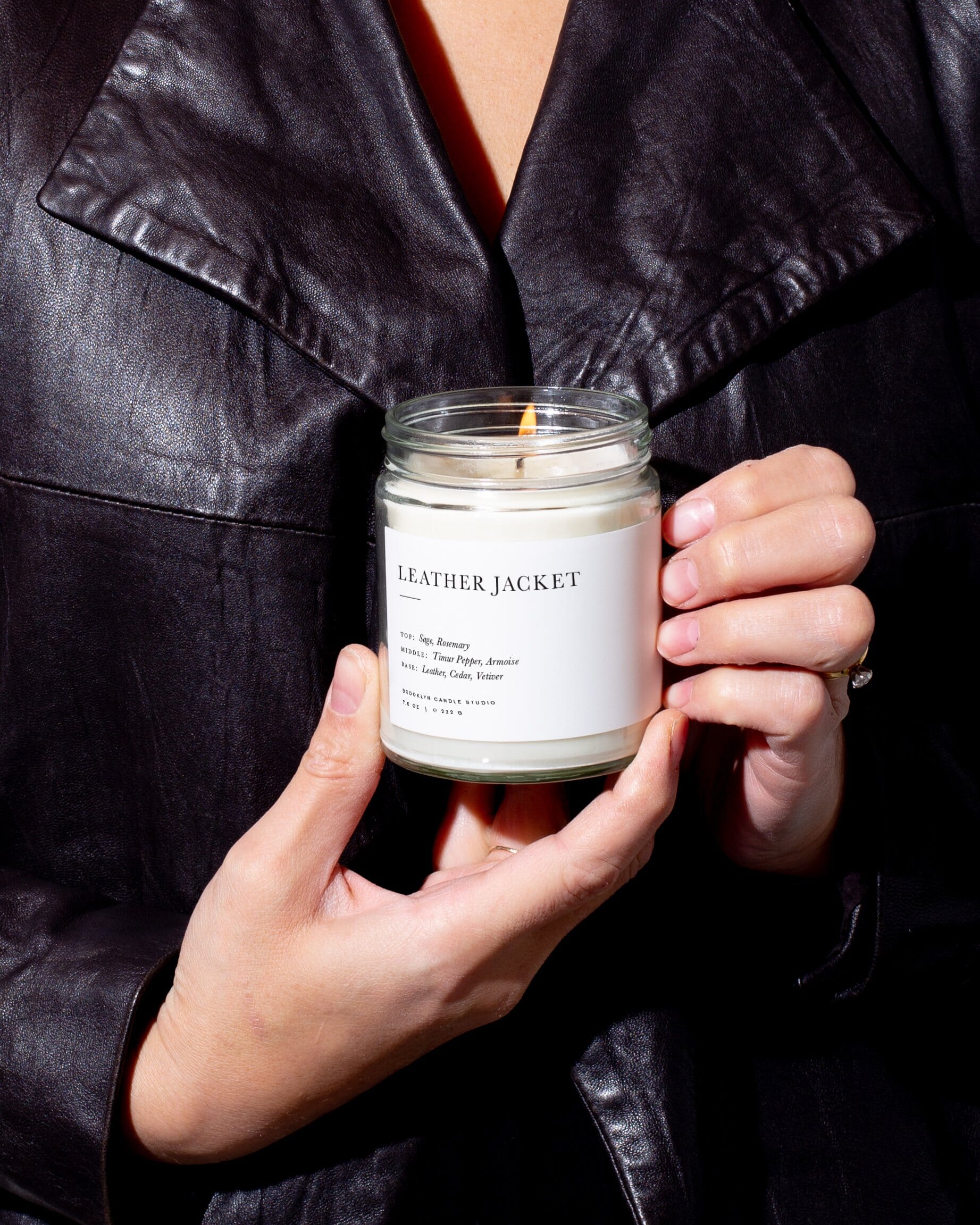 Leather Jacket Minimalist Candle