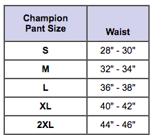 Champion Shorts Size Chart
