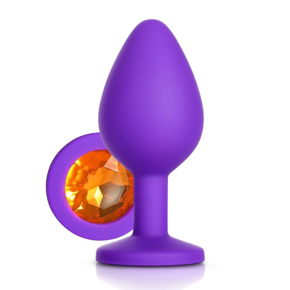 Orange Gem Purple Silicone Butt Plug