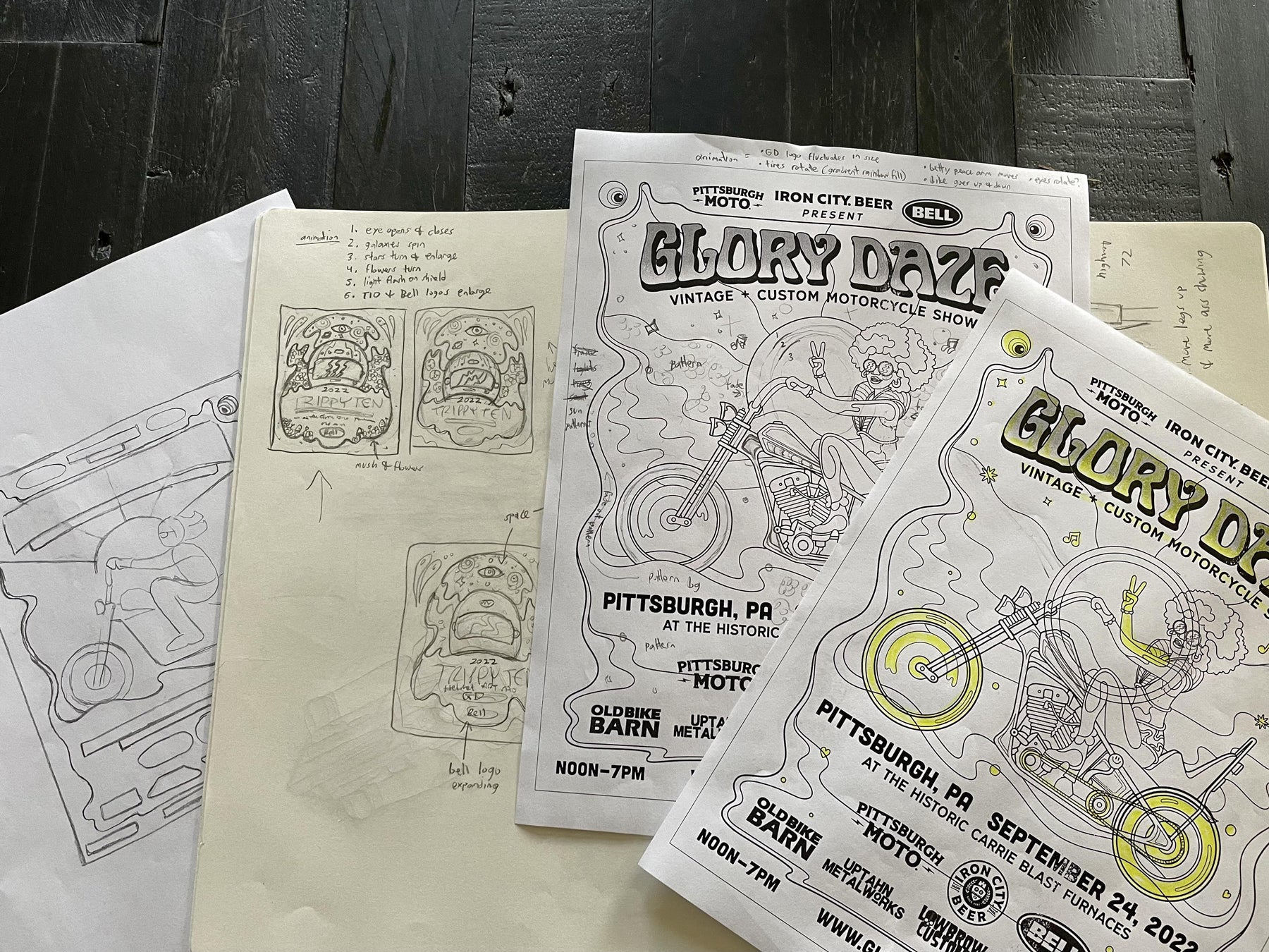 Kurt Diserio artist designer animated illustration poster glory daze motorcycle show pittsburgh event