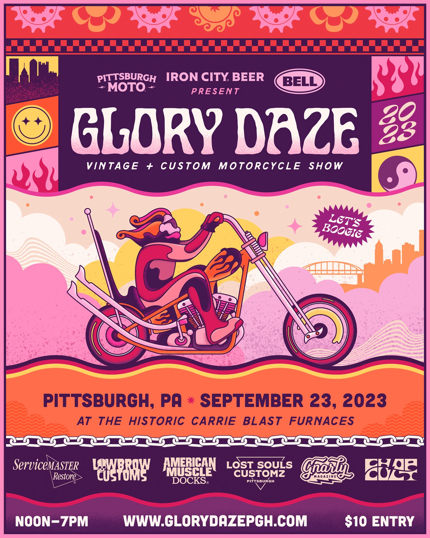Kurt Diserio artist designer animated illustration poster glory daze motorcycle show pittsburgh event