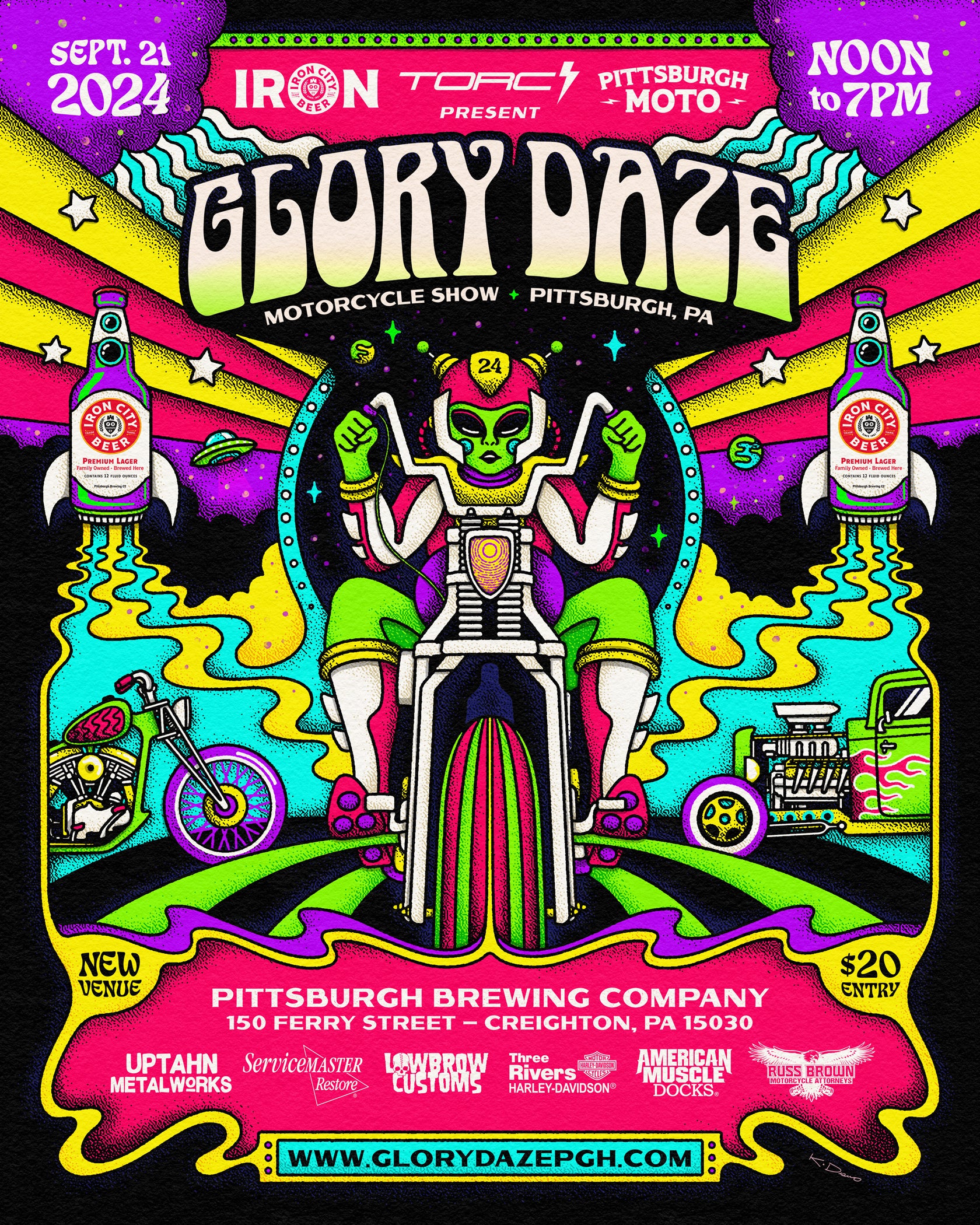 Kurt Diserio artist designer animated illustration poster glory daze motorcycle show pittsburgh event