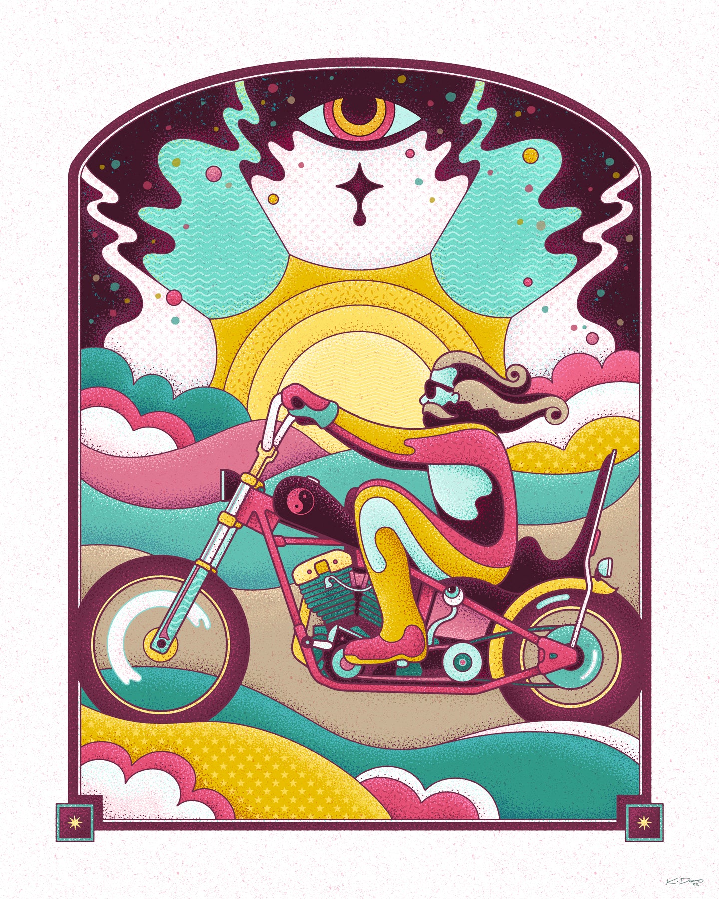 Kurt Diserio Pittsburgh artist psychedelic trippy motorcycle chopper art harley design