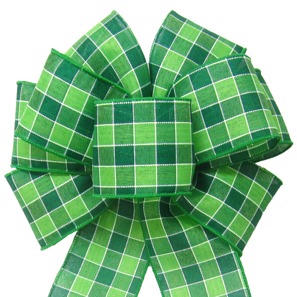 St Patricks Day Bows - Linen Bows - Wired Emerald Green Linen Bow 6 Inch