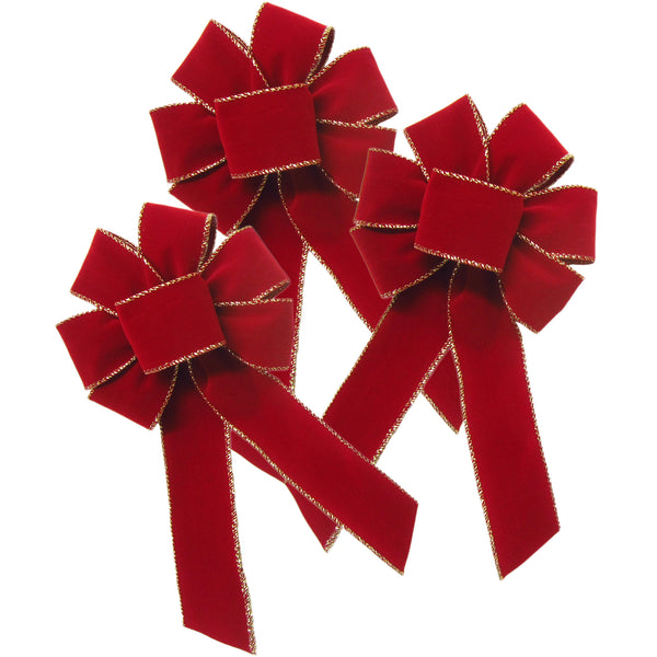 Iconikal Mini Small Velvet Bows, Red, 3.5 x 3.5-Inch, 72-Pack