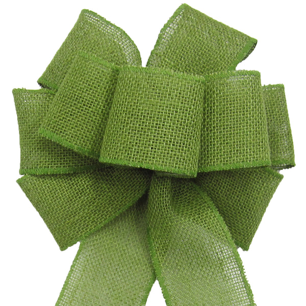 Burlap Bows - Rustic Bows - Wired Gunnysack Lime Green Burlap Bow 8