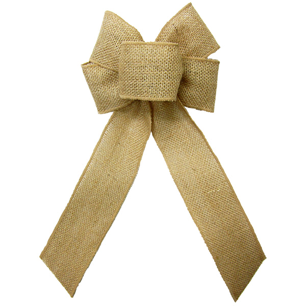 Burlap Bows - Rustic Bows - Wired Gunnysack Natural Burlap Bow 8