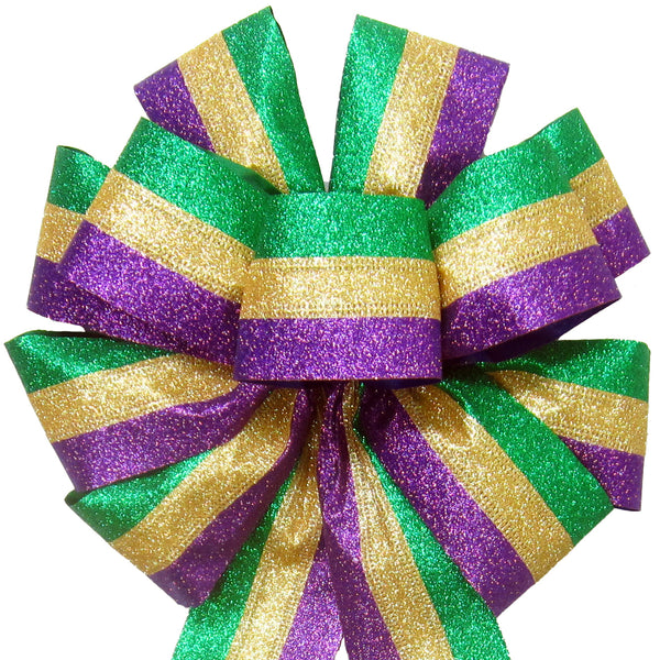 Mardi Gras Ribbon, Mardi Gras Glittered Harlequin Ribbon, 2.5” Width  Ribbon, 1.5 Width Ribbon, Green Purple and Gold Ribbon