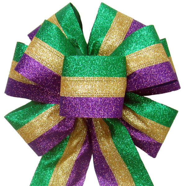 Mardi Gras Ribbons 2.5 Inch ×10 Yards, Glitter Gold Green Purple Dots  Ribbon Bows for Wreath, Holiday Craft Wired Edge Ribbons for Mardi Gras  Party