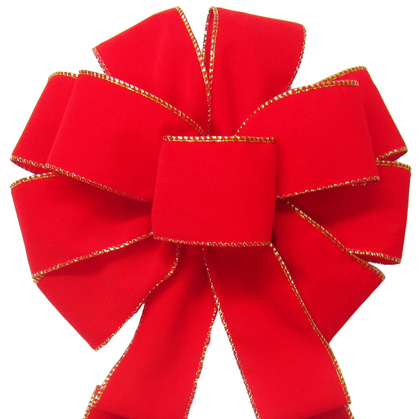 Hand tied Bows - Wired Indoor Outdoor Burgundy Velvet Bow 6 Inch