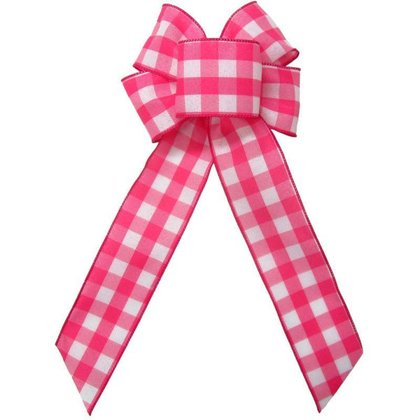 pink bow with ribbon. bow and ribbon with buffalo texture. easter or spring  bow with gingham fabric pattern 5538737 Vector Art at Vecteezy