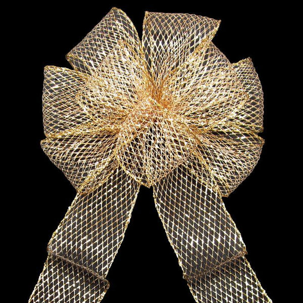 Mesh Net Wired Edge Christmas Ribbon, Gold, 2-1/2-Inch, 10-Yard