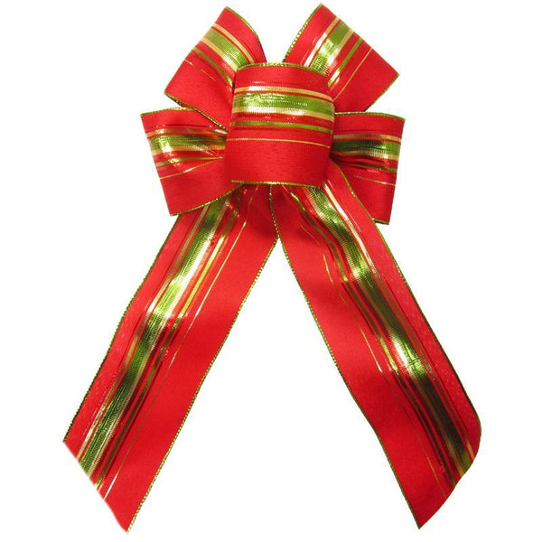 Hand tied Bows - Wired Indoor Outdoor Bright Red Velvet Bow 8 Inch