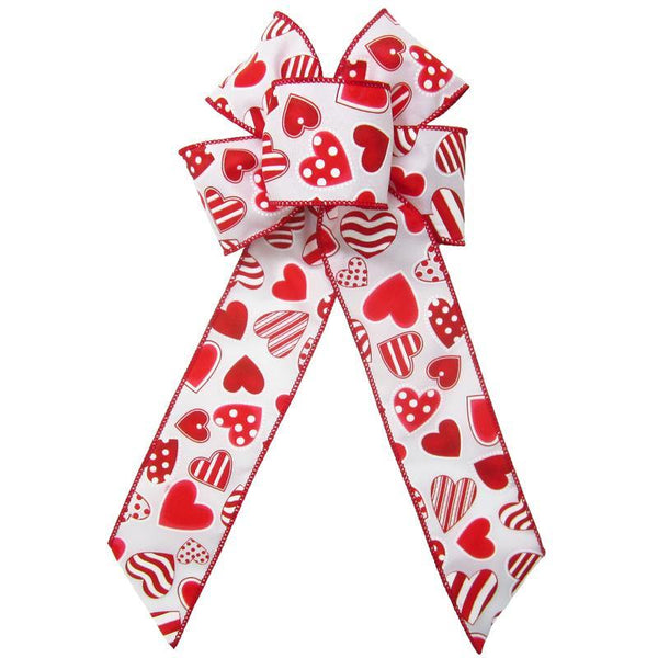 Valentine Ribbon, XO Lips Ribbon, 2.5” Width Ribbon, Hugs and Kisses  Ribbon, Red and White Valentine Ribbon