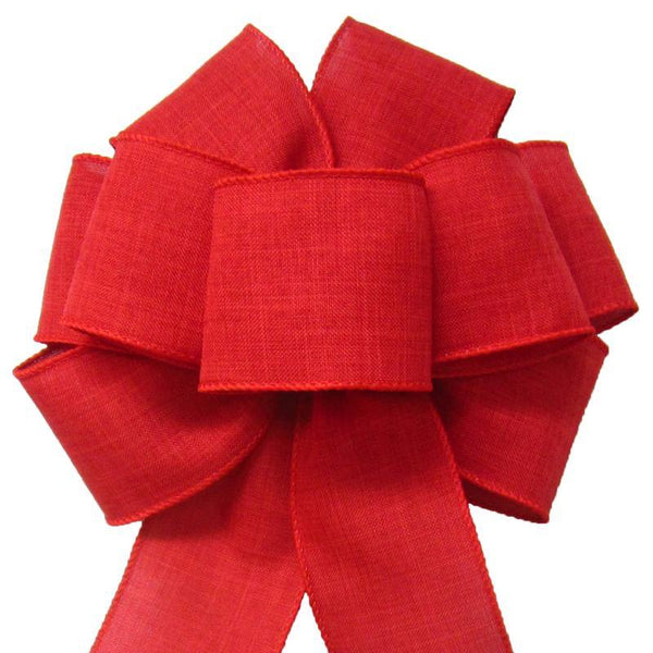 Wired Red Linen Ribbon #40 - 2.5W x 10Yards - Natural Ribbon