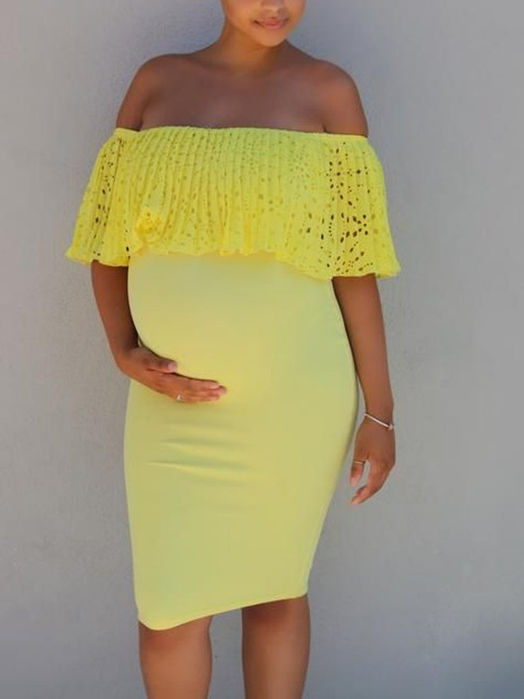 yellow bodycon maternity dress