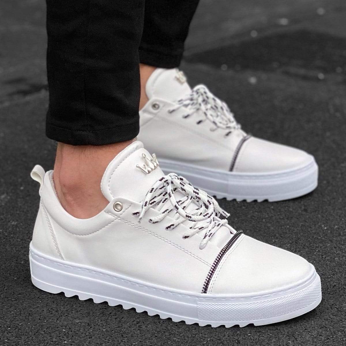 Buy White Side Zipper Breathable Casual Sneakers