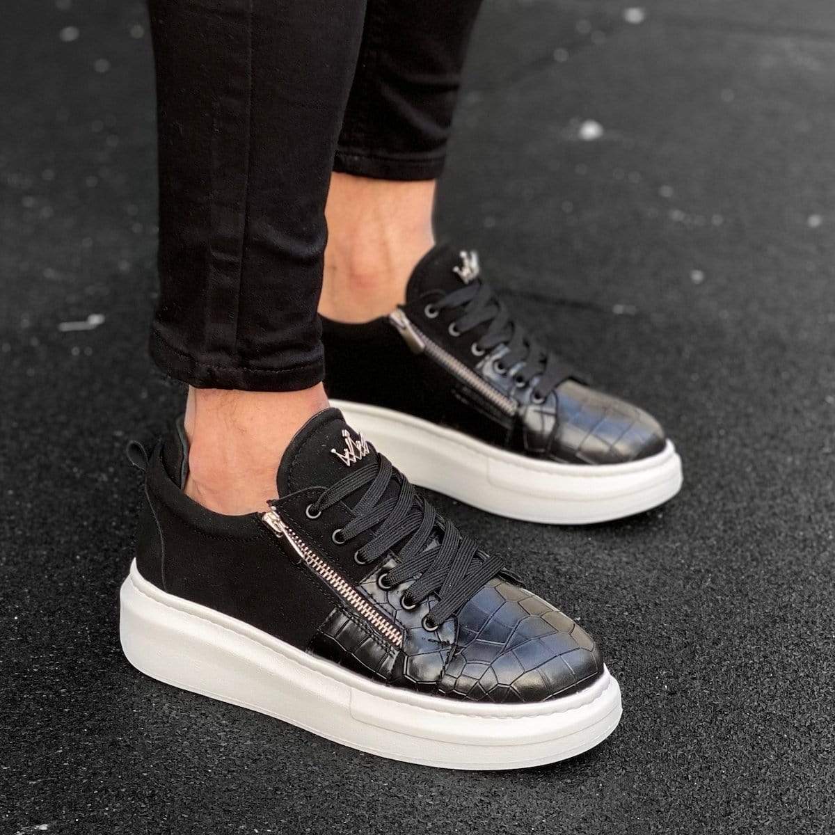 Buy Black Side Zipper Breathable Casual Sneakers, Look Stylish