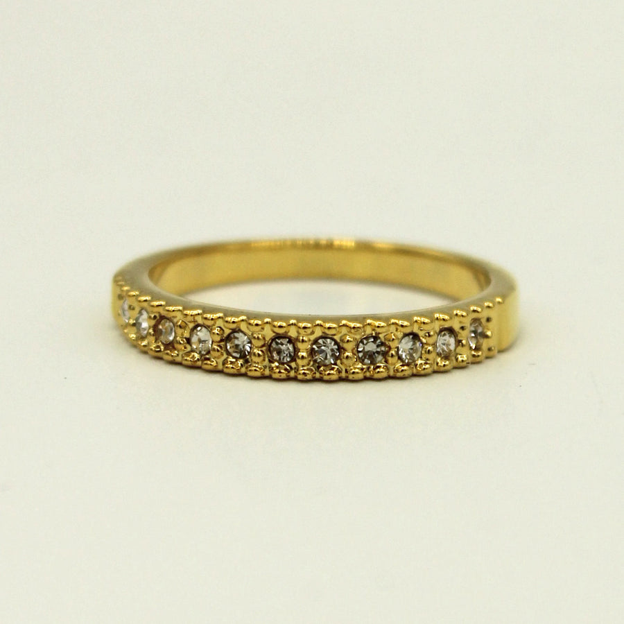 Gold Plated White Rhinestone Ring - HK Accessories