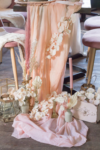 Wedding venue decor from blog post "Blush Pink Wedding Inspiration"