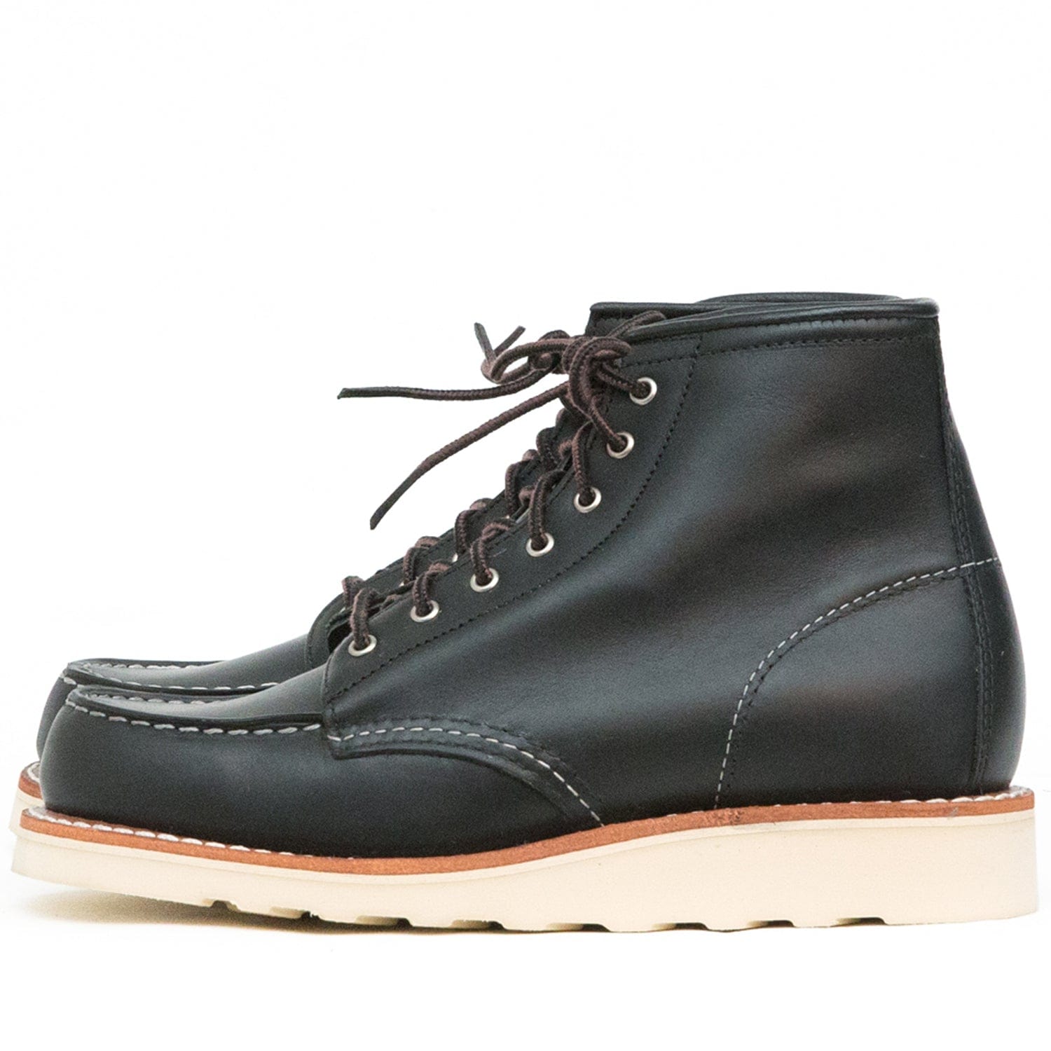 black moc toe red wing