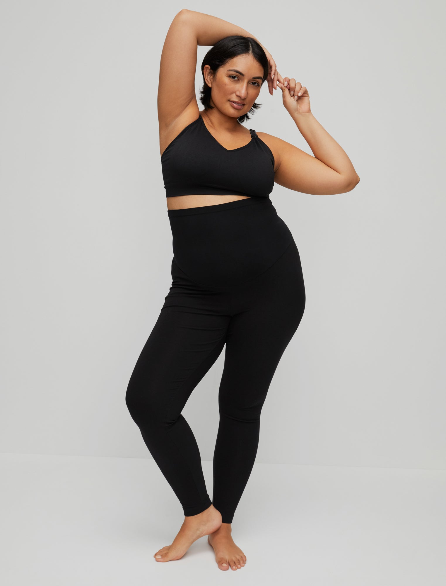 Motherhood Maternity Plus Size Essential Stretch Secret Fit Belly Maternity Leggings in Black Size 2X Cotton/Nylon/Spandex