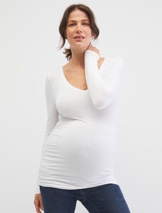 Lolmot Maternity Round Neck Stripe Patchwork Long Sleeve Breast Feeding  Pregnant Woman Nursing Blouse Tops T-Shirt 