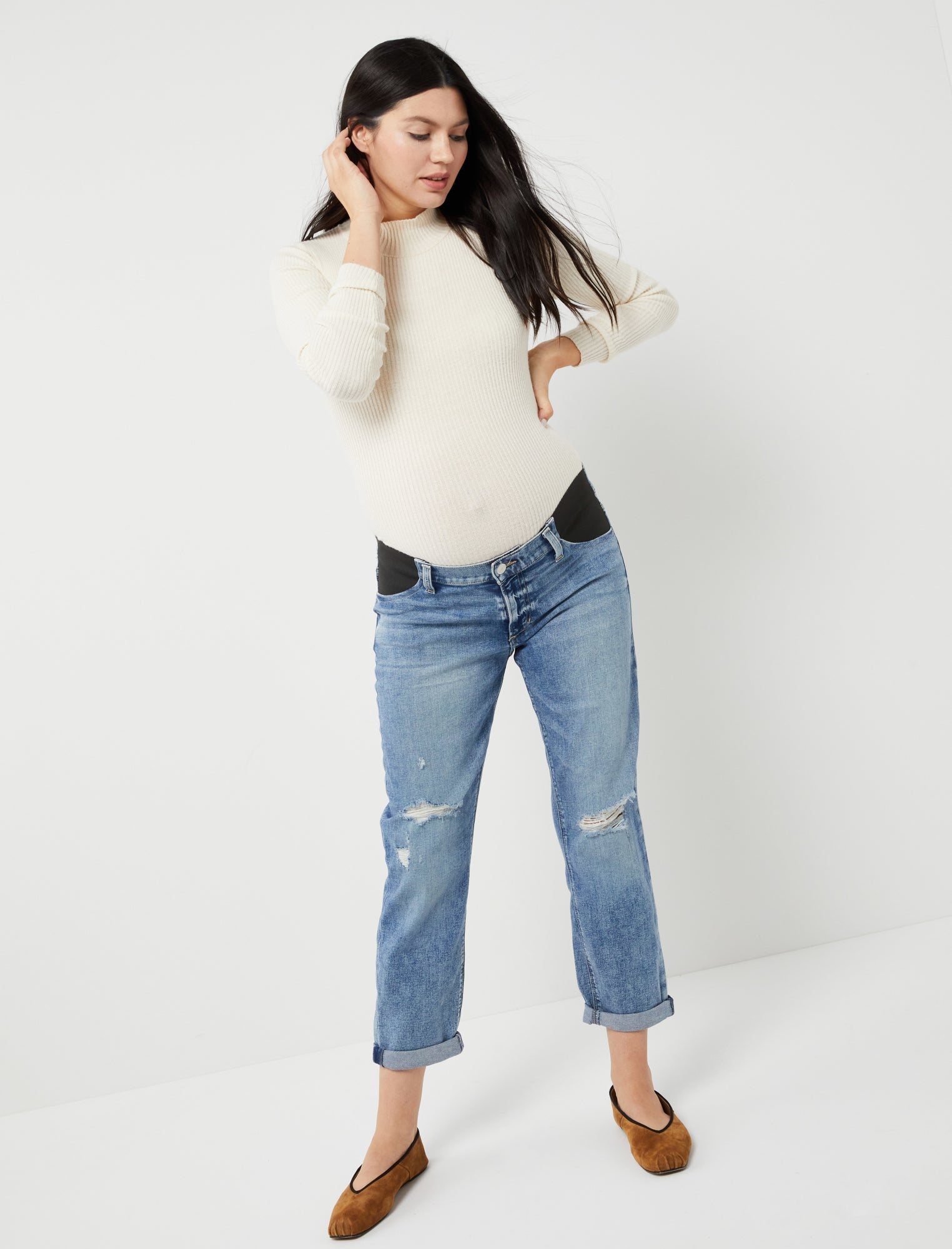 Articles of Society Rene Destructed Straight Leg Maternity Jean