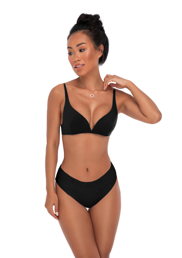 Ebony Plunge Bikini Top - White – kobaswim