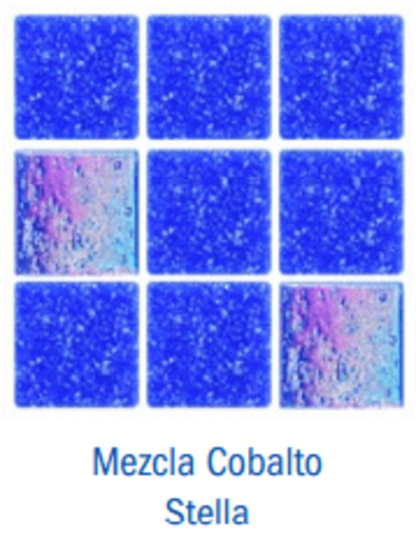 Mosaico veneciano Color Azul Cobalto Linea Stella 