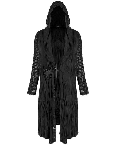 Stylish Black Hooded Gothic Coat, Apocalyptic, Witch, Cyberpunk Punk Rave  WY-964