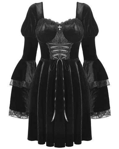 Dark In Love Dionyza Gothic Velvet Cincher Corset Dress – Violent