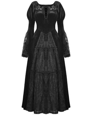 Dark In Love Gothic Courtesan Velvet Lace Maxi Dress – Violent Delights