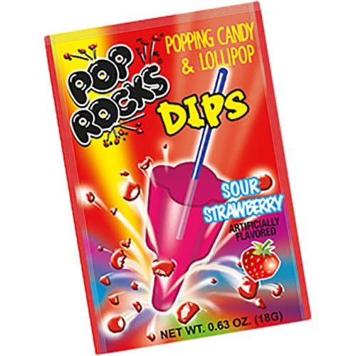 US Pop Rocks Dips Sour Strawberry Popping Candy + Lollipop