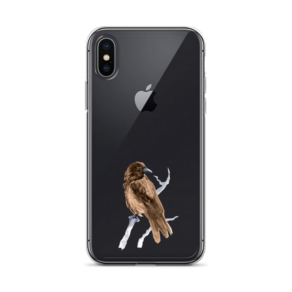 Corvid Brown Bird Perched - iPhone Case