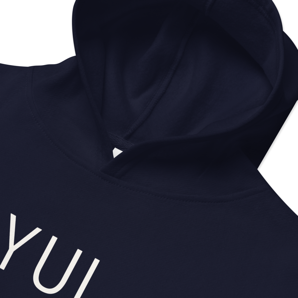 YHM Designs - YUL Montreal Kids' Fleece Hoodie - Airport Code with Clean Lettering Design - White Graphic - Image 04