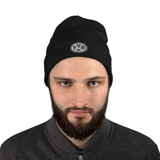YHM Designs - YVR Vancouver Beanie Winter Hat with Airport Code - City-Themed Merchandise - Roundel Design with Vintage Airplane - Image 2