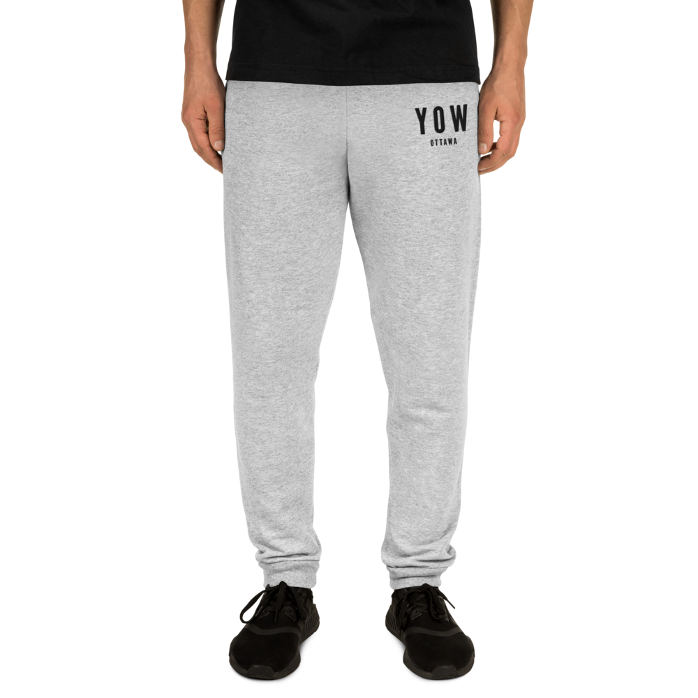 YHM Designs - YOW Ottawa Joggers - Embroidered with City Name and Airport Code - Athletic Heather 01