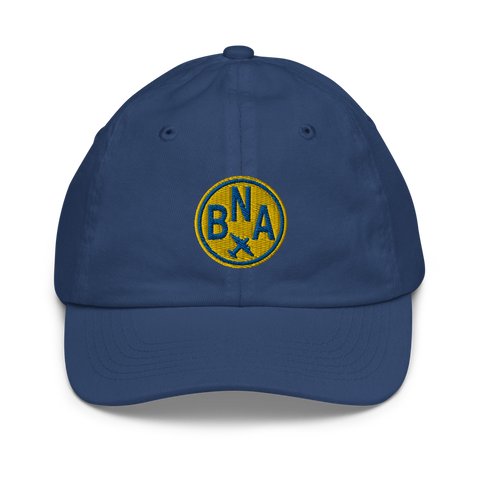 YHM Designs - BNA Nashville Kids Hat - Youth Baseball Cap with Airport Code - Travel Gifts for Boys and Girls - Image 1