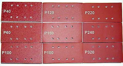 Feuilles Abrasives 25 Pièces pour Ponceuse Orbitales 93 x 185 mm,8 Trous, Papier Abrasif Rectangulaire