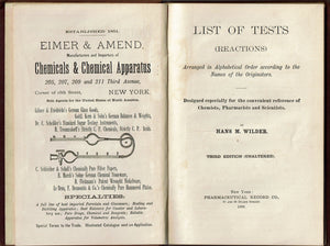 List of Tests (Reactions)... for the convenient reference of Chemists, Pharmacists and Scientists