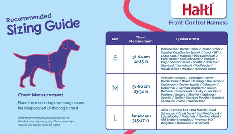 Halti Front Control Size guide