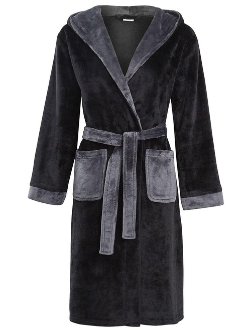 Women's Moon & Stars Soft Fleece Tie Robe Dressing Gown with Hooded Ea –  Tokyo Laundry