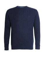 Ex Lincoln Fine Knit Cable Jumper Navy
