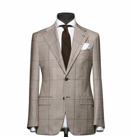 The Charleston Tan And Brown Windowpane Suit Genesys Apparel